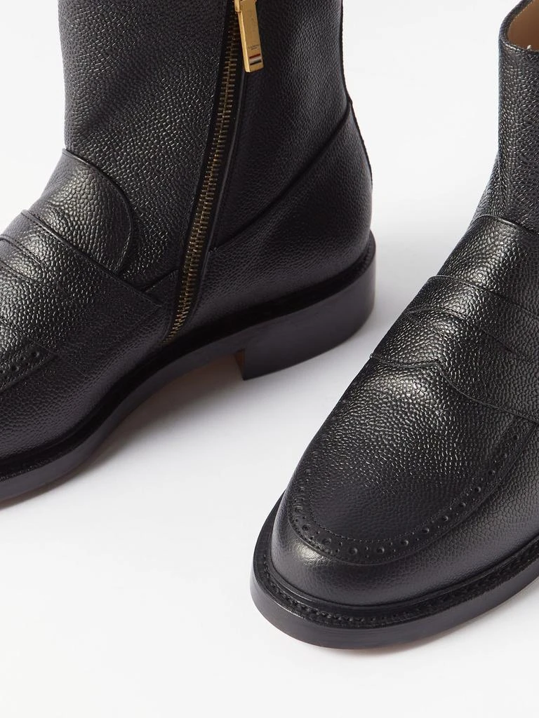商品Thom Browne|Leather tricolour-trim penny loafer ankle boots,价格¥4953,第3张图片详细描述