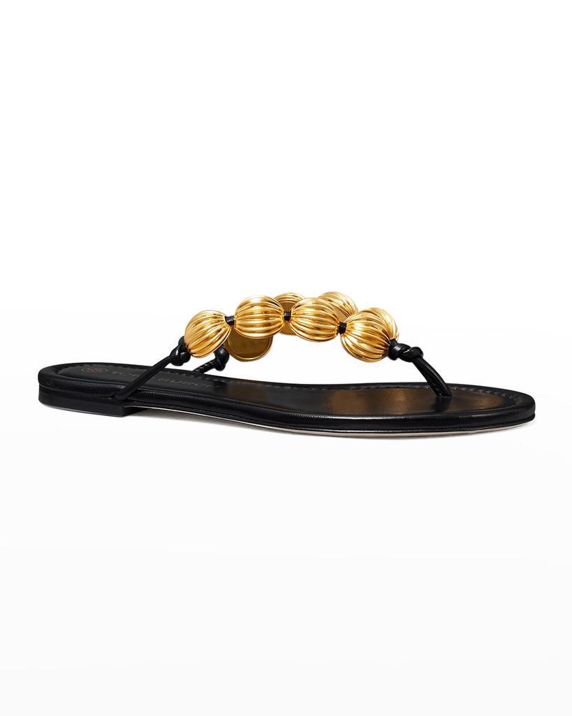 商品Tory Burch|Capri Beaded Leather Thong Sandals,价格¥1309,第4张图片详细描述