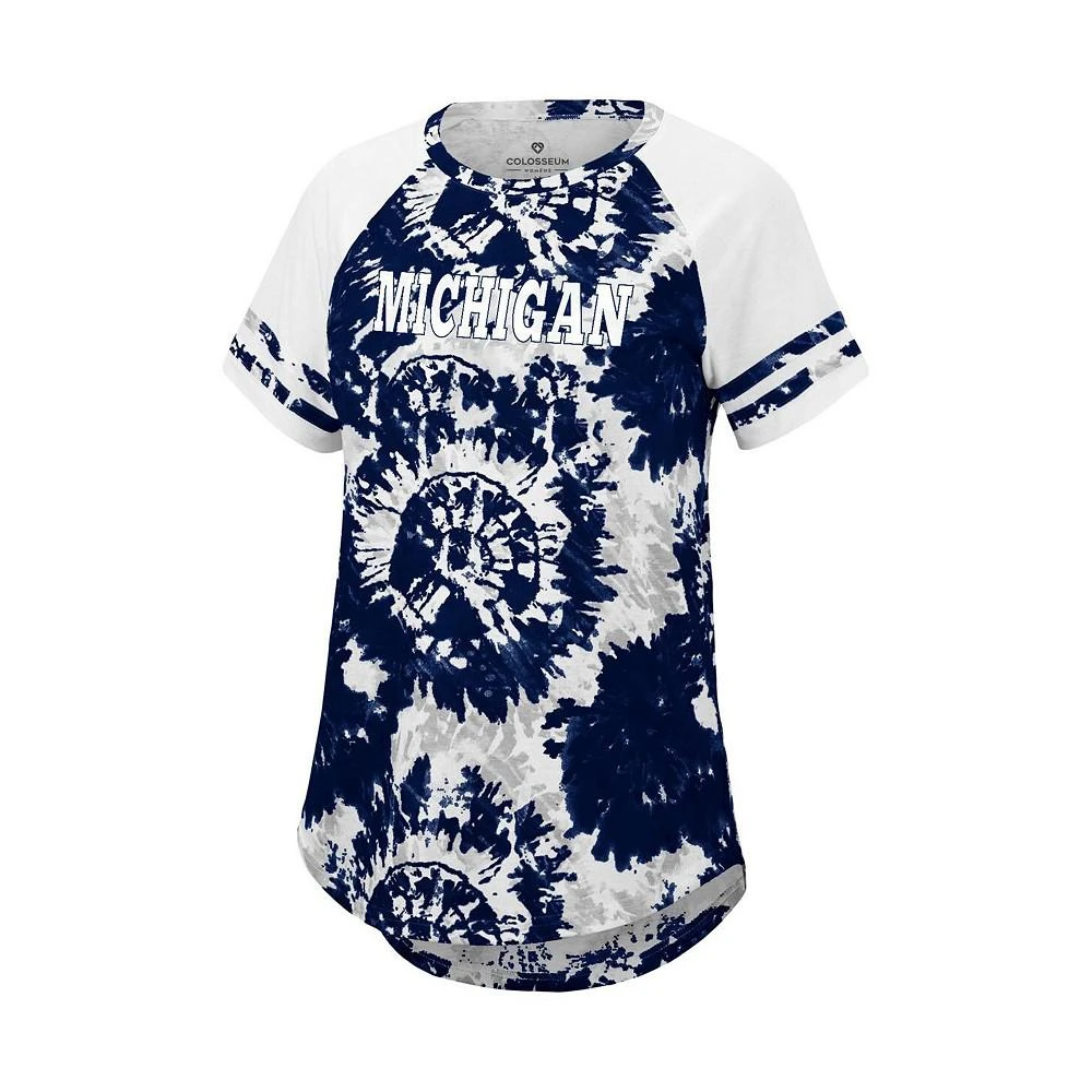 商品Colosseum|Women's Navy, White Michigan Wolverines Annie Oversized Tie-Dye Raglan T-shirt,价格¥228,第2张图片详细描述