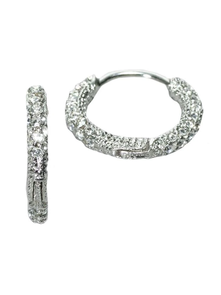 商品Nadri|Silvertone Small Crystal Pav&#195;&#169; Hoop Earrings,价格¥241,第1张图片