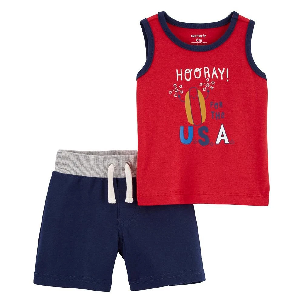 商品Carter's|Baby Boys 2-Piece Hooray USA Tank and Shorts Set,价格¥36,第1张图片
