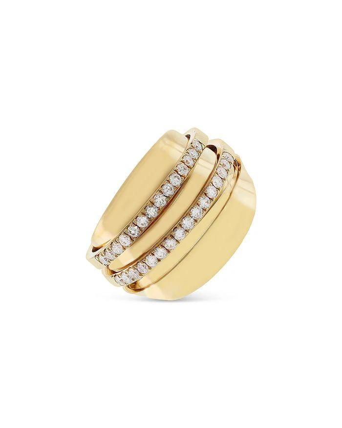 商品Crivelli|18K Yellow Gold Pavé Diamond Double Row Statement Ring - Exclusive, Italy Campaign,价格¥40083,第2张图片详细描述