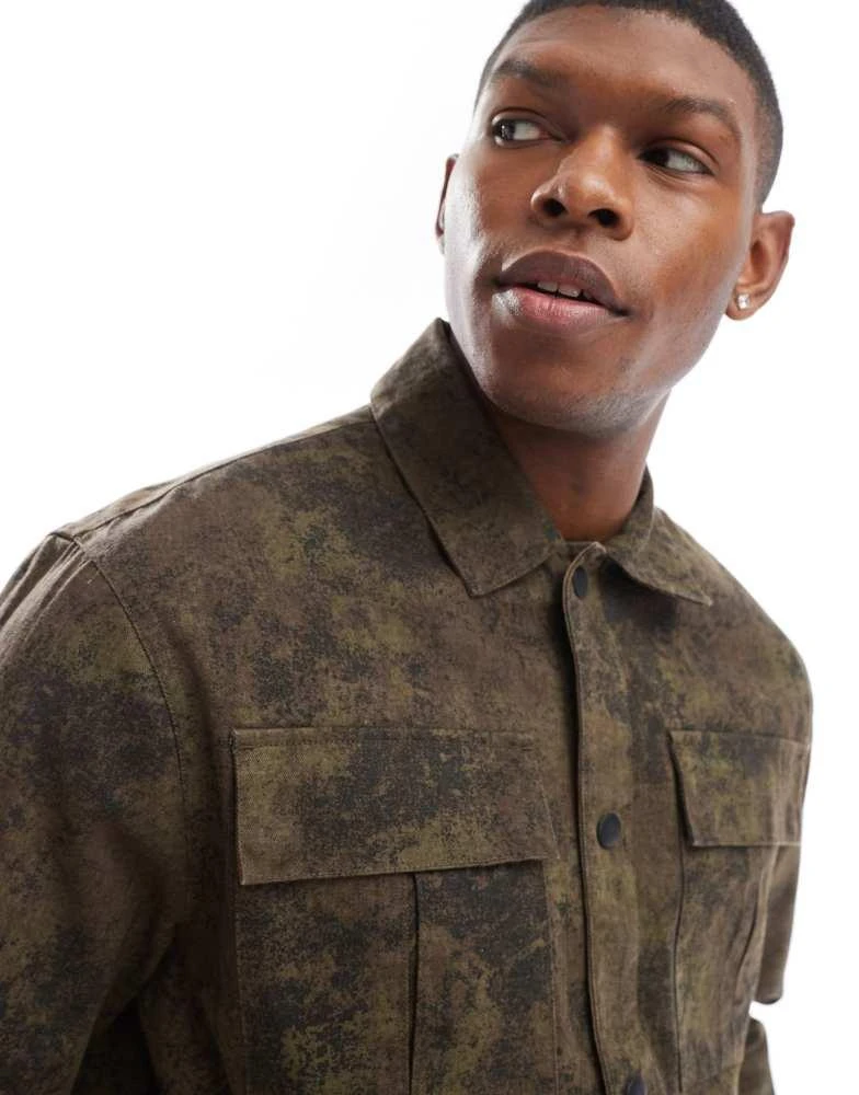 商品River Island|River Island ame le nuit overshirt in camo,价格¥518,第4张图片详细描述