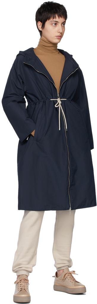 Navy Cotton Hooded Zip-Up Eparka Coat商品第4张图片规格展示