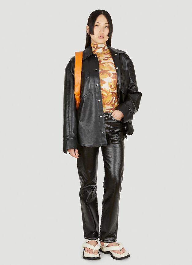 Kiora Faux Leather Overshirt in Black商品第2张图片规格展示