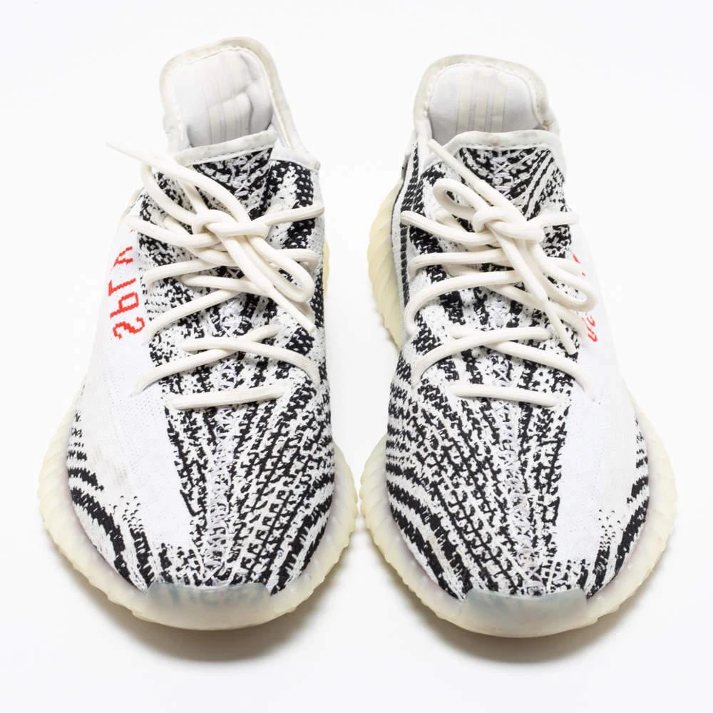 商品[二手商品] YEEZY|  Yeezy x Adidas White/Black Knit Fabric Boost 350 V2 Zebra Sneakers Size 46,价格¥1431,第3张图片详细描述