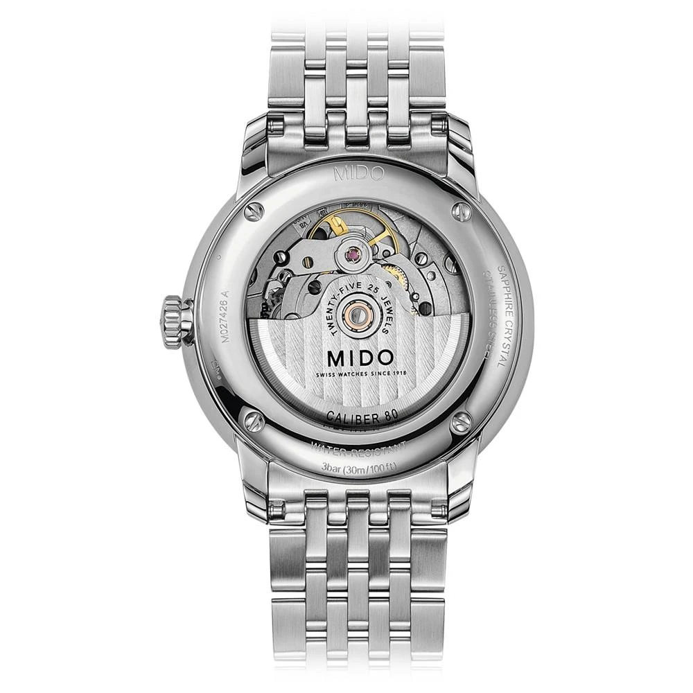 商品MIDO|Men's Swiss Automatic Baroncelli III Stainless Steel Bracelet Watch 40mm,价格¥7570,第3张图片详细描述