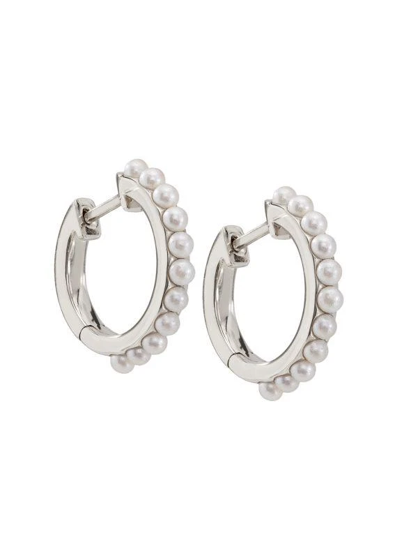 商品Ajoa by Nadri|Rhodium Plated & 2 MM Faux Pearl Huggie Earrings,价格¥119,第1张图片