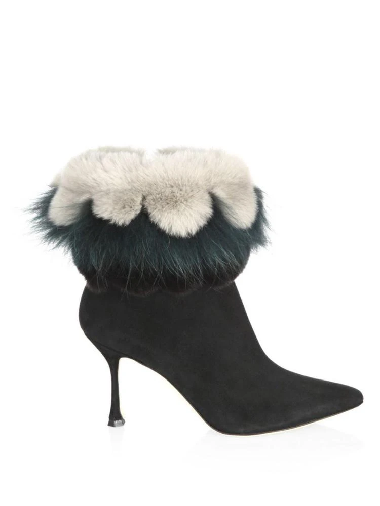 商品Manolo Blahnik|Remola 90 Fur & Suede Point Toe Booties,价格¥5321,第5张图片详细描述