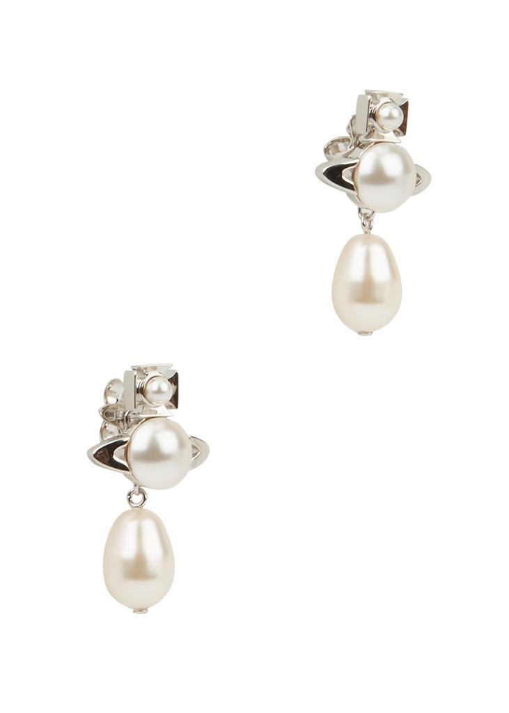 Inass pearl and silver-tone drop earrings商品第1张图片规格展示