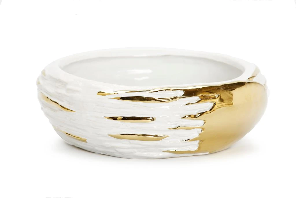 商品Vivience|11"D White and Gold Fruit Bowl,价格¥450,第1张图片