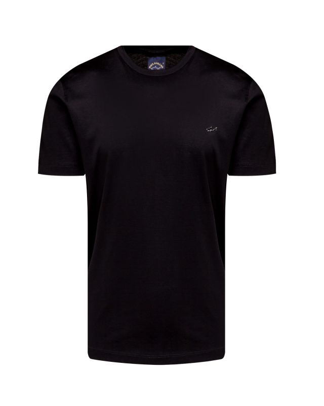PAUL&SHARK 男士黑色棉质左胸小徽标圆领短袖T恤 E20P1055-011商品第1张图片规格展示