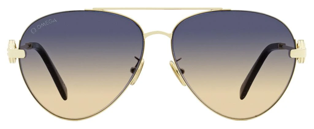 商品Omega|Omega Women's Pilot Sunglasses OM0031H 32W Gold/Blue 61mm,价格¥1171,第2张图片详细描述