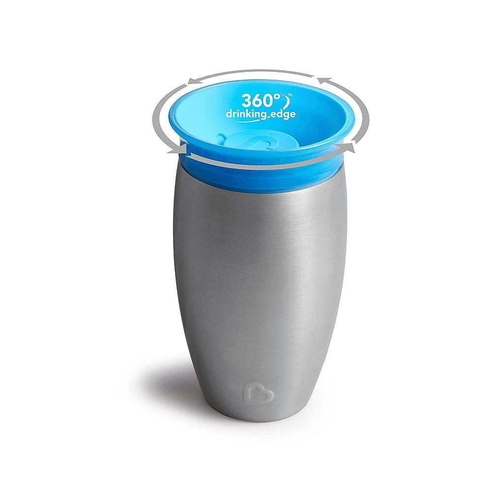 商品Munchkin|Miracle Stainless Steel 360 Sippy Cup, 10 oz, Blue,价格¥205,第2张图片详细描述