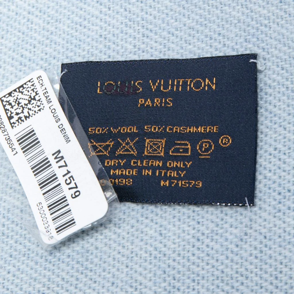 商品[二手商品] Louis Vuitton|Louis Vuitton Blue Intarsia Wool & Cashmere Knit Fringed Muffler ,价格¥3457,第4张图片详细描述