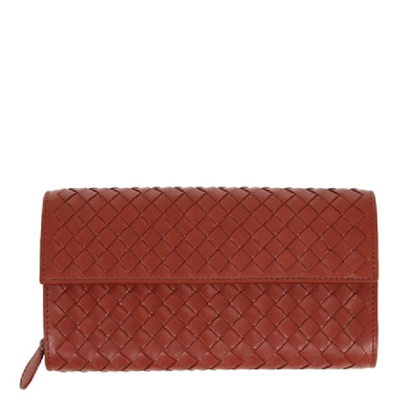 商品[国内直发] Bottega Veneta|Bottega Veneta 葆蝶家 中性羊皮砖红色长款包 150509-V001N-6329,价格¥4054,第1张图片