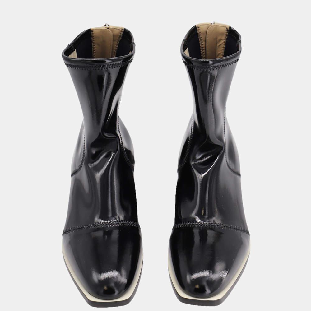Fendi Black Nylon FFrame Square Toe Ankle Boots Size EU 39商品第2张图片规格展示