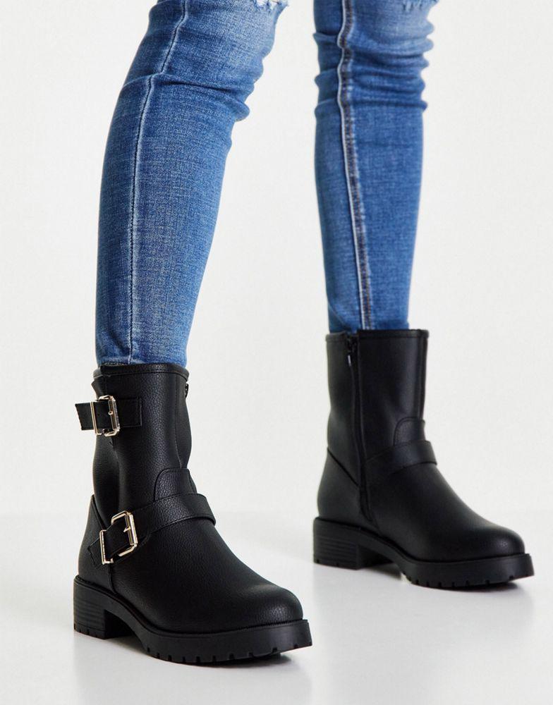 商品ASOS|ASOS DESIGN Amber pull on hiker boots in black,价格¥153,第1张图片