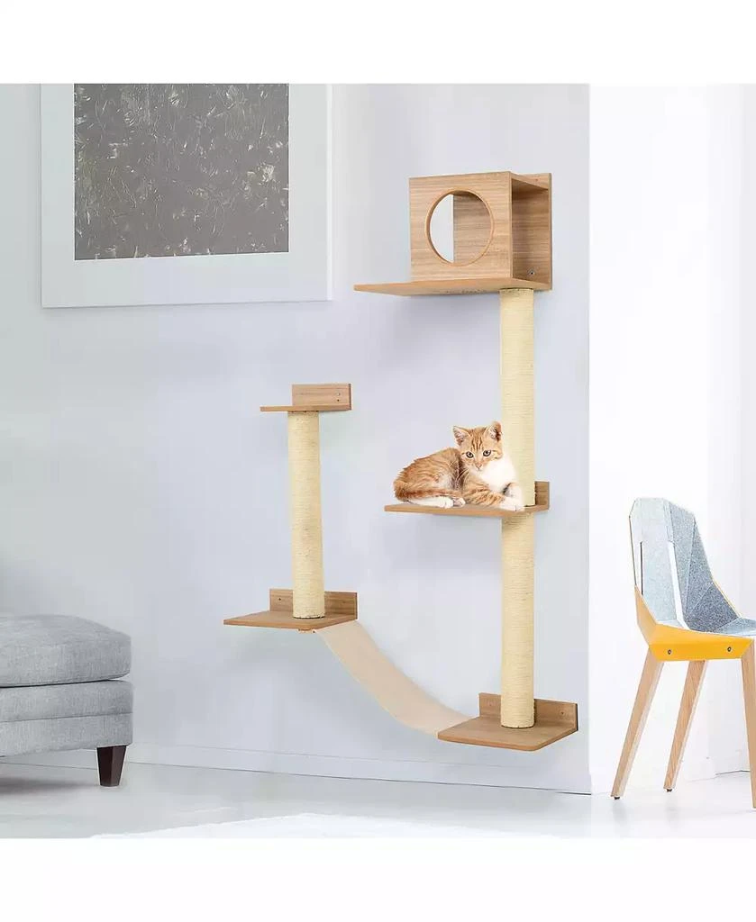 商品PawHut|Multiple Level Wall Mounted Cat Condo Interior Sleep & Lounge Area,价格¥479,第2张图片详细描述