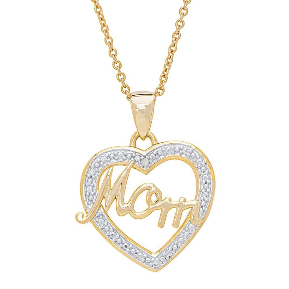 Women's Diamond Accent 'Mom' Heart Pendant Necklace商品第1张图片规格展示