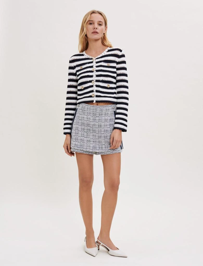 商品Maje|Striped crochet-effect cardigan,价格¥1455,第1张图片