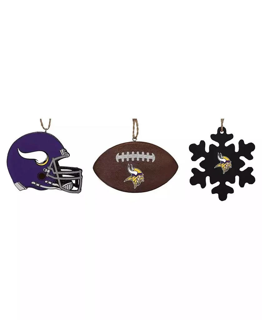 商品Memory Company|The Minnesota Vikings Three-Pack Helmet, Football and Snowflake Ornament Set,价格¥231,第1张图片