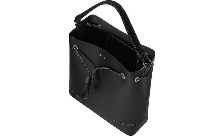 商品Furla|Stacy M 黑色光滑皮革水桶包,价格¥2295,第3张图片详细描述