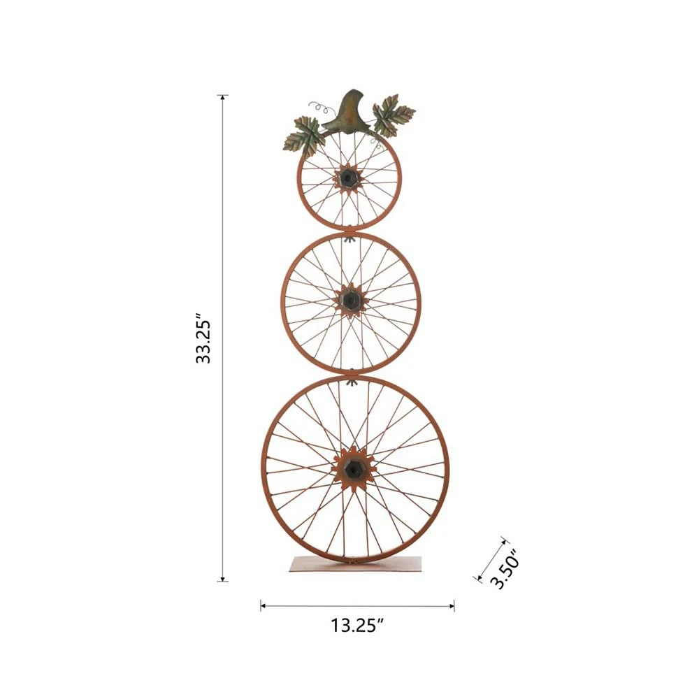 Fall Metal Bicycle Wheel Pumpkin Porch Decor, 33.75'' 商品