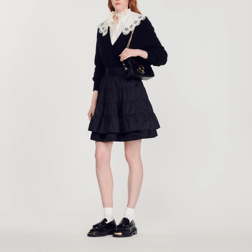 商品Sandro|Short dual-material skirt,价格¥679,第1张图片