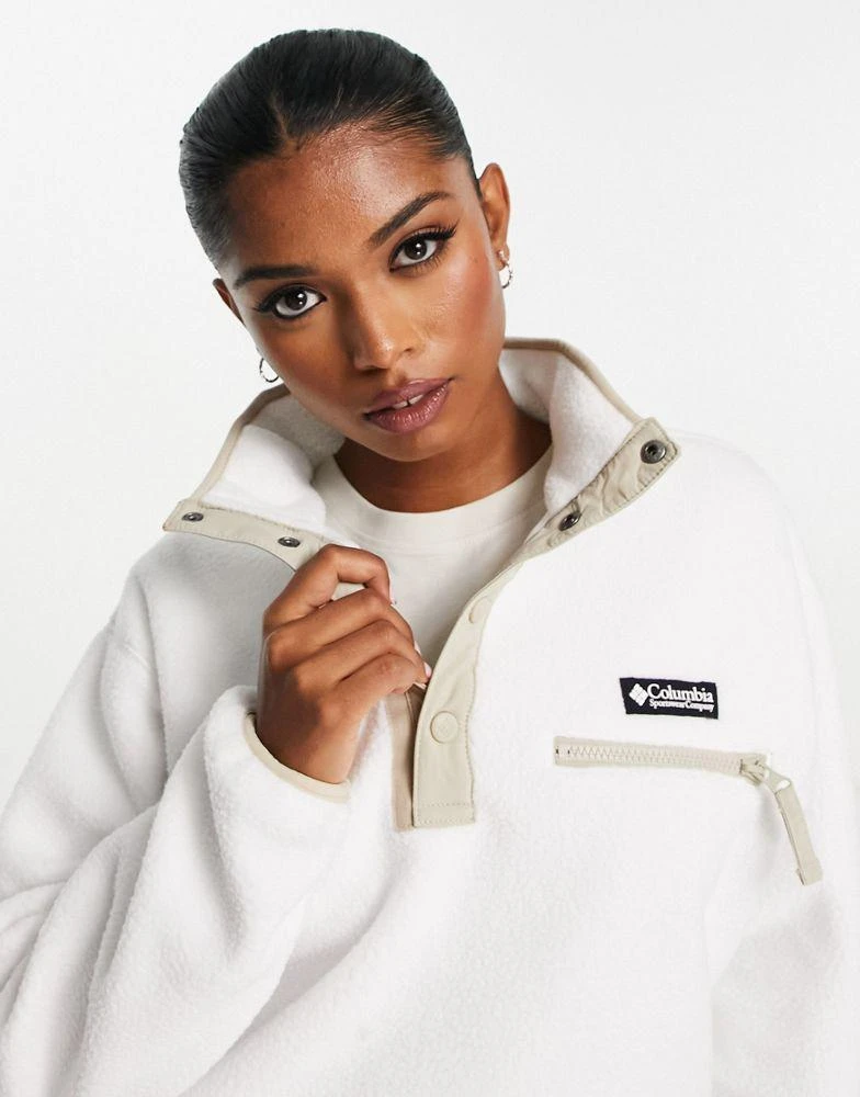 商品Columbia|Columbia Helvetia cropped 1/2 snap neck fleece in white Exclusive at ASOS,价格¥639,第1张图片