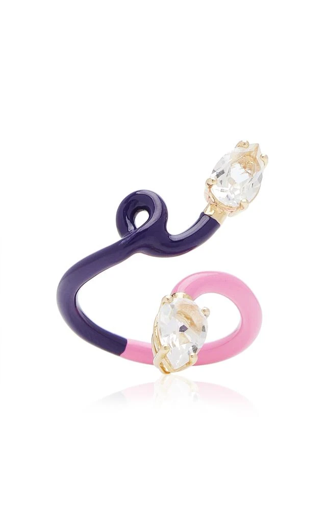 商品Bea Bongiasca|Bea Bongiasca - B 9K Yellow Gold Crystal Enameled Double Vine Ring - Multi - US 7 - Moda Operandi - Gifts For Her,价格¥8238,第1张图片