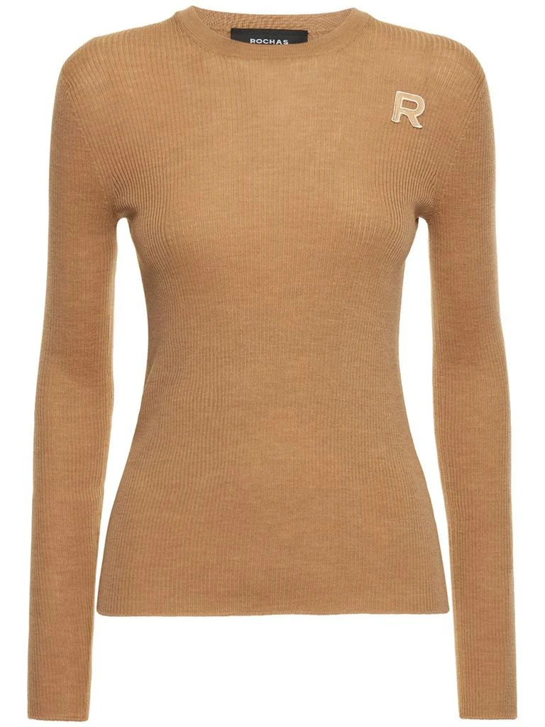 商品ROCHAS|Logo Rib Knit Wool Top,价格¥1812,第1张图片