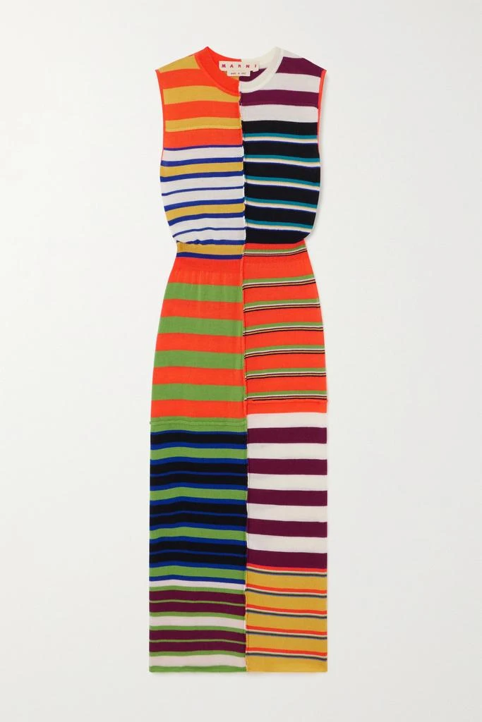 商品Marni|拼缝条纹羊毛中长连衣裙  - IT40,价格¥4589,第1张图片