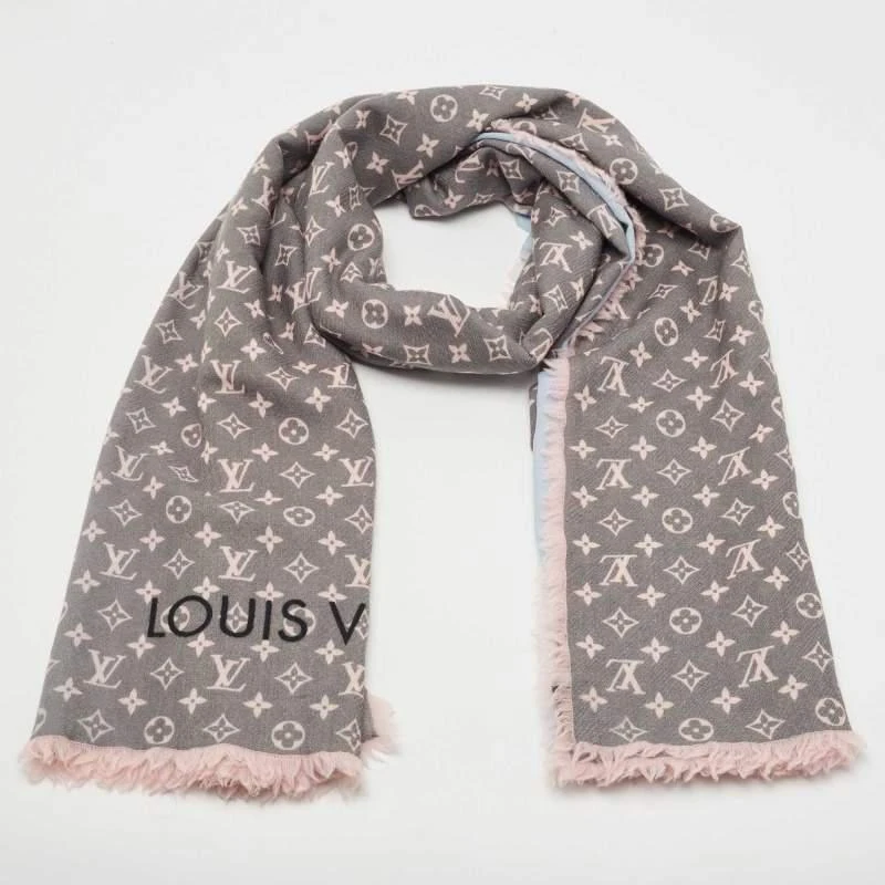 商品[二手商品] Louis Vuitton|Louis Vuitton Grey/Blue Gradient Wool Monogram Telling Stole,价格¥3342,第2张图片详细描述