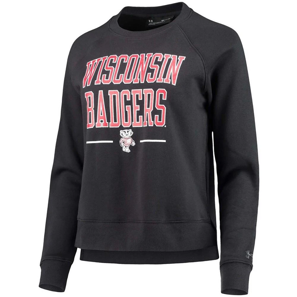 商品Under Armour|Women's Black Wisconsin Badgers All Day Fleece Raglan Pullover Sweatshirt,价格¥445,第2张图片详细描述