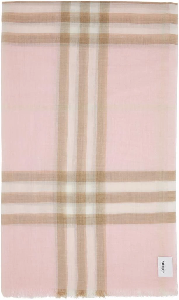 商品Burberry|Pink Gauze Giant Check Scarf,价格¥3395,第1张图片