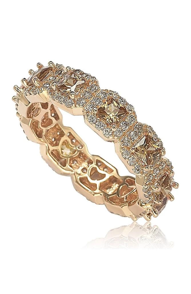 商品Suzy Levian|Gold-Tone Sterling Silver Asscher Cut Brown CZ Band Ring,价格¥745,第3张图片详细描述