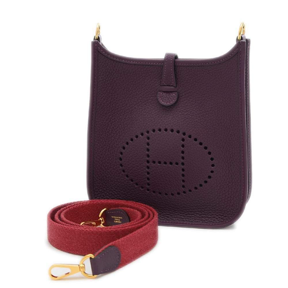 Hermes Evelyn TPM Shoulder Bag Amazon Taurillon Cassis Gold Hardware U Stamp商品第7张图片规格展示