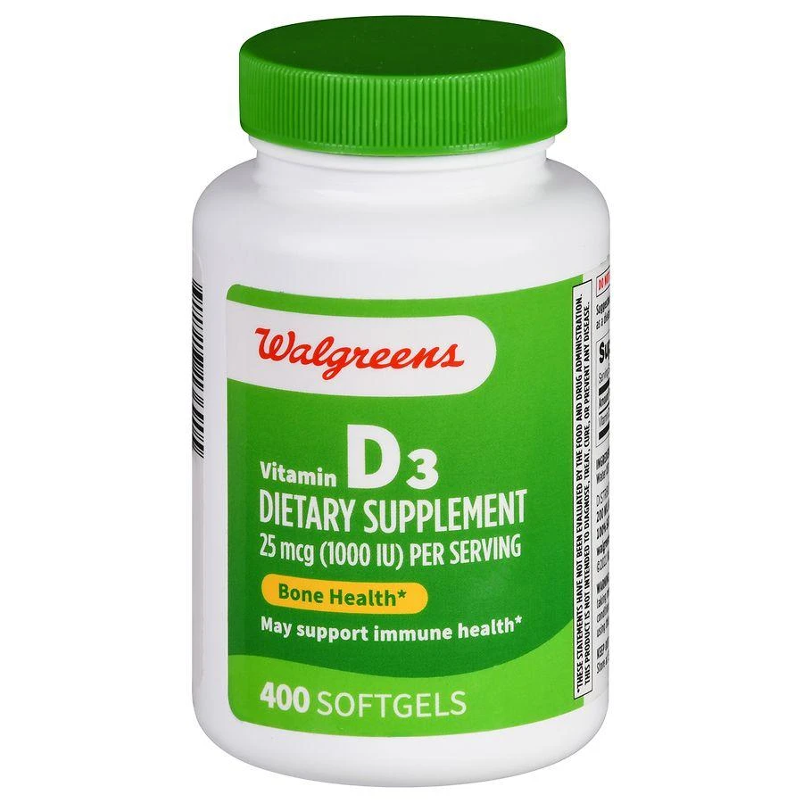 商品Walgreens|Vitamin D3 25 mcg (1000 IU) Softgels (400 days),价格¥235,第1张图片