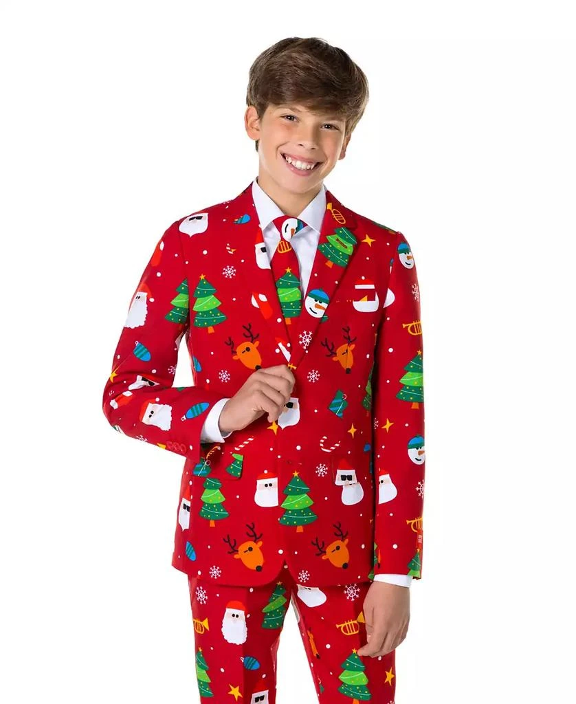 商品OppoSuits|Big Boys Festivity Christmas Party Outfit Including Blazer, Pants and Tie Suit Set,价格¥823,第3张图片详细描述