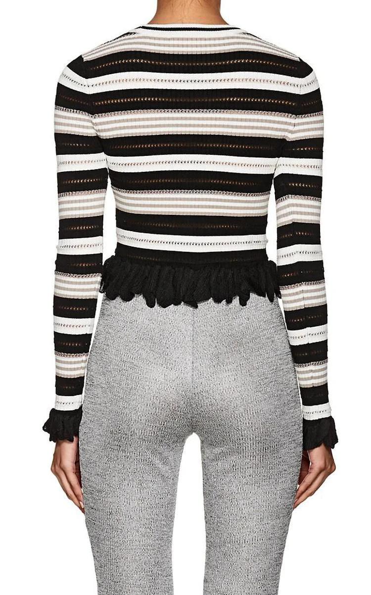 商品Ronny Kobo|Adelaide Striped Rib-Knit Crop Sweater,价格¥449,第2张图片详细描述
