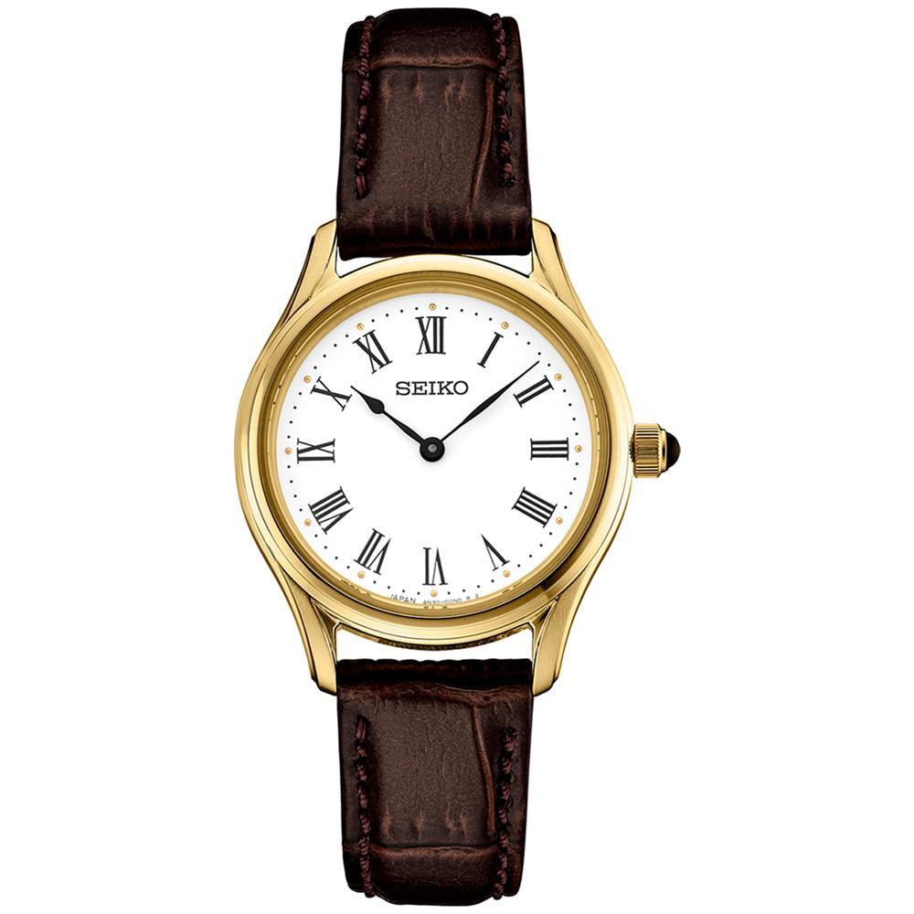 商品Seiko|Women's Essentials Brown Leather Strap Watch 29mm,价格¥1440,第1张图片