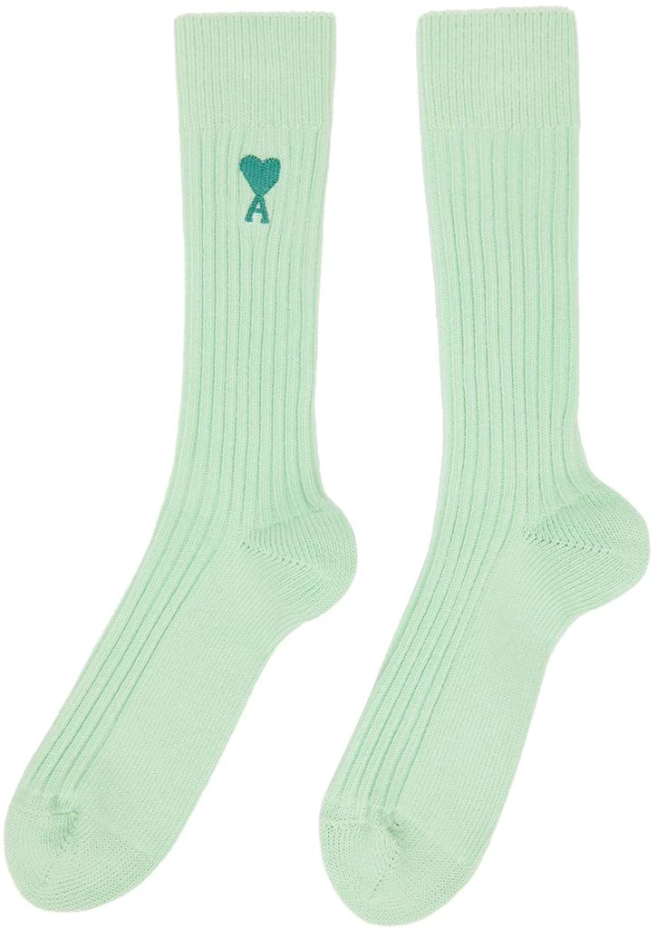 商品AMI|Green Ami De Cœur Plain Socks,价格¥236,第2张图片详细描述