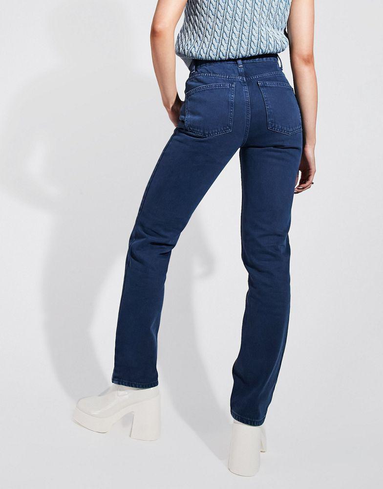 ASOS DESIGN mid rise '90s' straight leg jeans in washed navy商品第3张图片规格展示