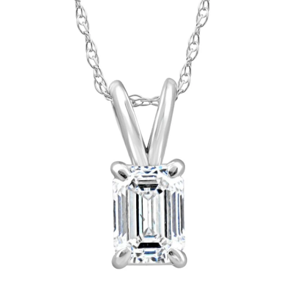 商品Pompeii3|3/4Ct Solitaire Emerald Cut Diamond Pendant 14k White Gold Lab Grown Necklace,价格¥3084,第1张图片