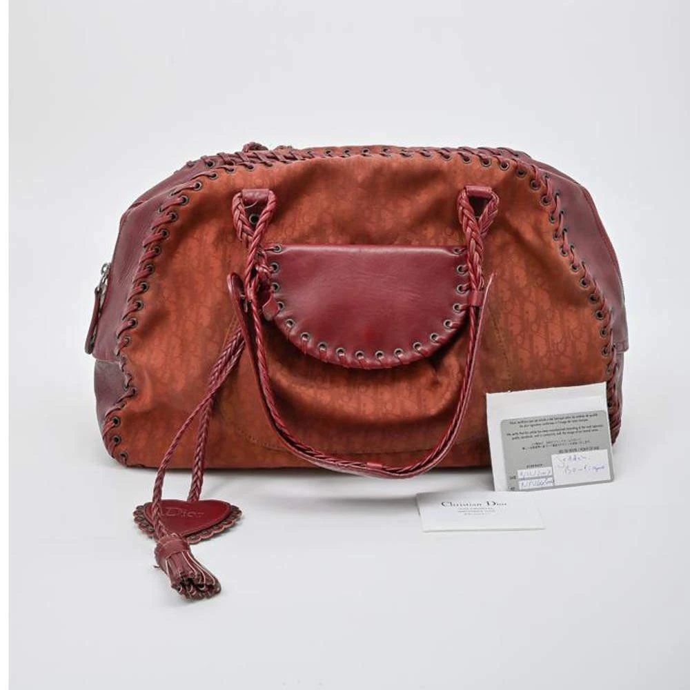 Dior Burgundy Jacquard Ethnic Zipped Tote Bag 商品