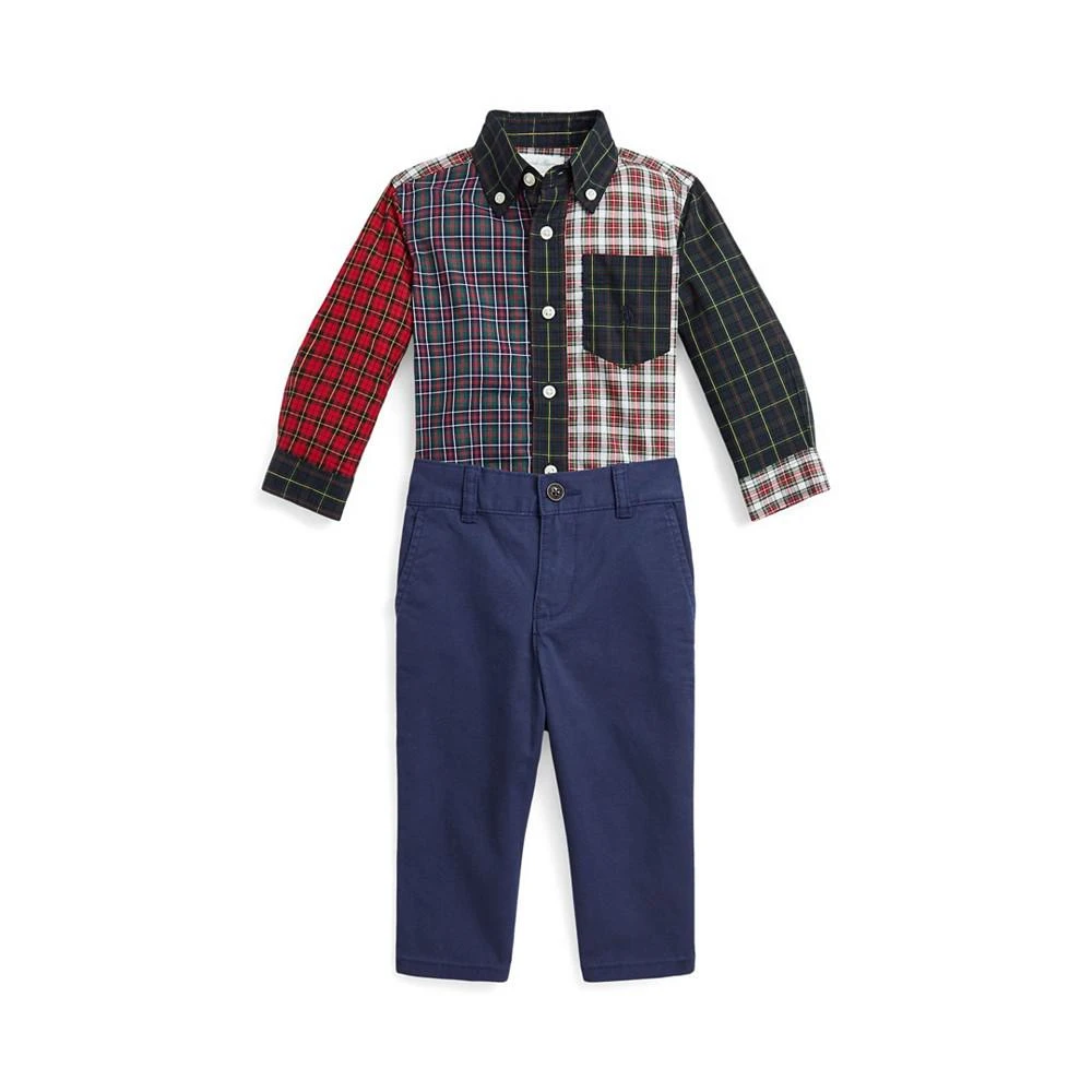 商品Ralph Lauren|Baby Boys Plaid Fun Shirt and Stretch Chino Pant Set,价格¥224,第2张图片详细描述