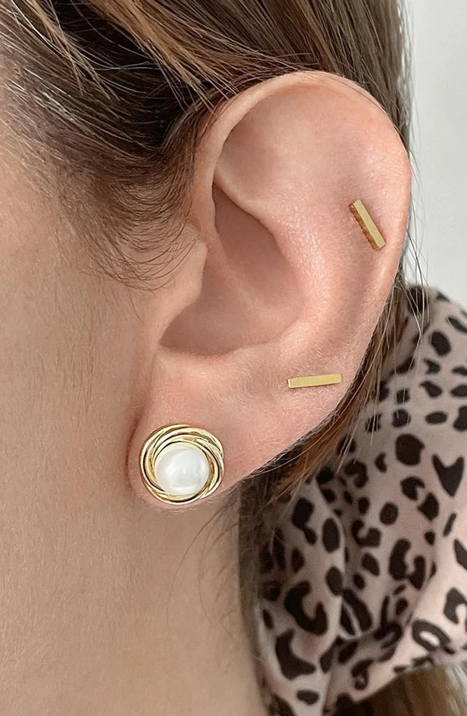 商品ADORNIA|14K Yellow Gold Plated Imitation Pearl Stud Earrings,价格¥154,第2张图片详细描述