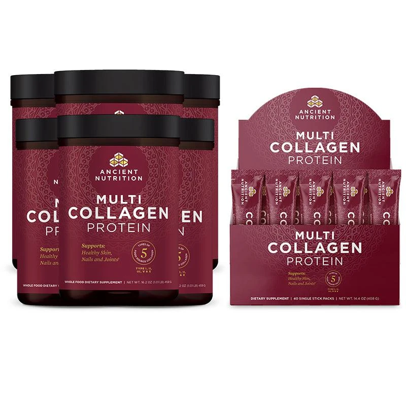 商品Ancient Nutrition|Multi Collagen Protein 6-Pack + 40 Stick Pack Box,价格¥2018,第1张图片