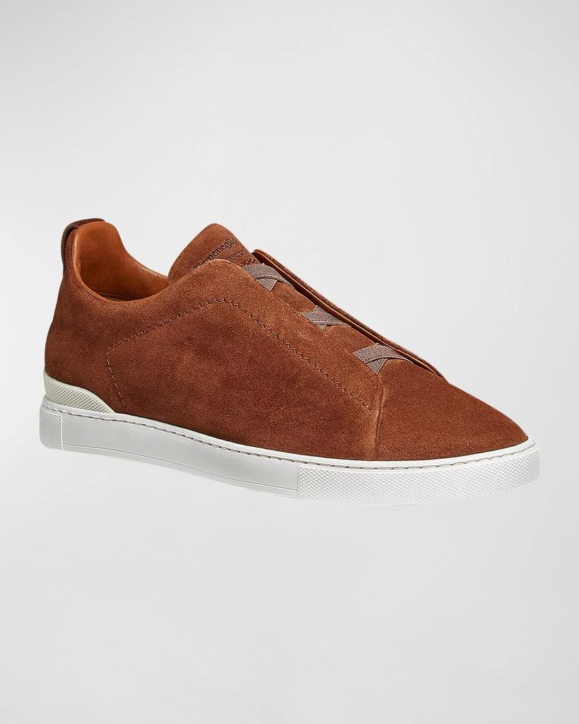 商品Zegna|Men's Triple Stitch Suede Low-Top Sneakers,价格¥6872,第3张图片详细描述
